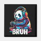 Bruh Panda Gamer With Headphones Controller Magnet (Vorne)