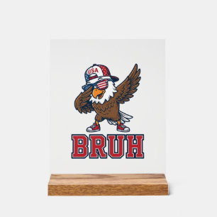 Bruh Patriotischer Adler Vintage Gravur T-Shirt De Acrylschild