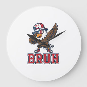 Bruh Patriotischer Adler Vintage Gravur T-Shirt De Große Wanduhr
