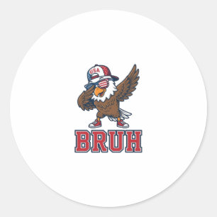 Bruh Patriotischer Adler Vintage Gravur T-Shirt De Runder Aufkleber