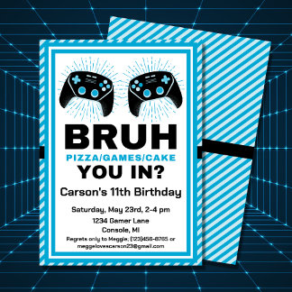 Bruh Personalisiert Gamer Pizza Party Geburtstag Einladung