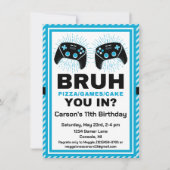 Bruh Personalized Gamer Pizza Party Birthday Einladung (Vorderseite)
