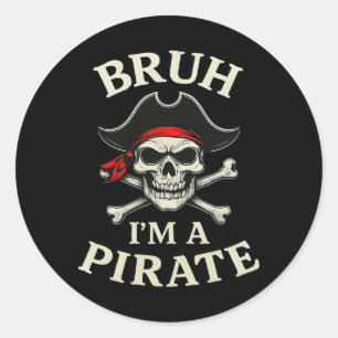 Bruh Pirate Lazy Skull Bandana Kostüm, so tun, als Runder Aufkleber