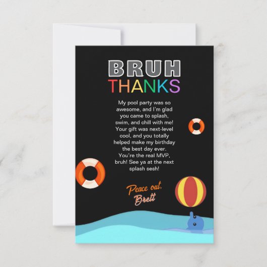 Bruh Pool Party Birthday Dankeskarte (Vorderseite)