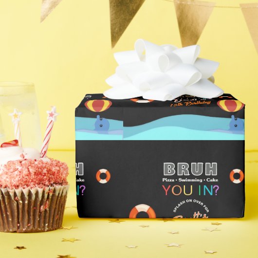 Bruh Pool Party Birthday Geschenkpapier (Geburtstagsparty)
