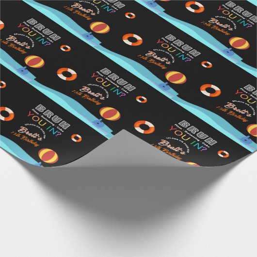 Bruh Pool Party Birthday Geschenkpapier (Ecke)