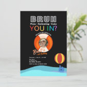 Bruh Pool Party Geburtstag Einladung mit Foto (Stehend Vorderseite)