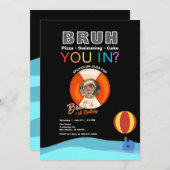 Bruh Pool Party Geburtstag Einladung mit Foto (Vorne/Hinten)