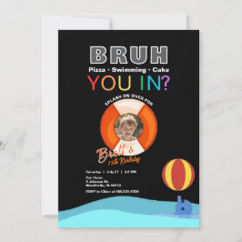 Bruh Pool Party Geburtstag Einladung mit Foto