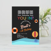 Bruh Pool Party Geburtstagseinladung Einladung (Stehend Vorderseite)
