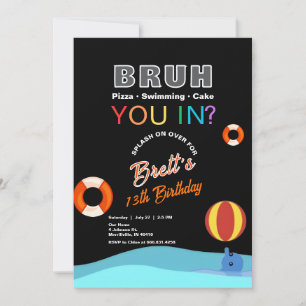 Bruh Pool Party Geburtstagseinladung Einladung