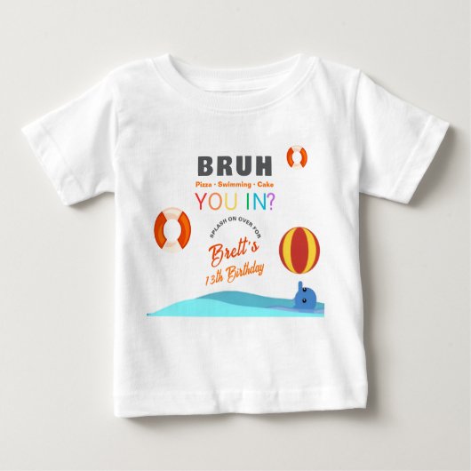 Bruh Poolparty Geburtstag Baby T-shirt (Vorderseite)