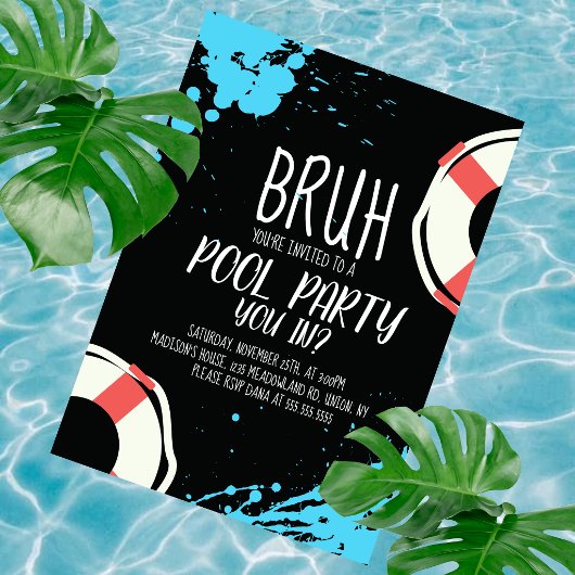 Bruh Poolparty Lebensretter Geburtstag  Einladung
