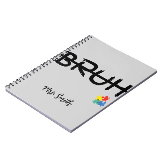 Bruh Puzzle Personalisiert Teacher Notebook Notizblock (Linke Seite)
