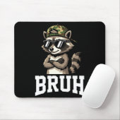 Bruh Raccoon Camo Hat Funny Youth Teens Kids Slang Mousepad (Mit Mouse)