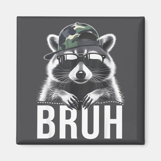 Bruh Raccoon Trash Racoon Camo Hat Youth Teens Kid Magnet (Vorne)