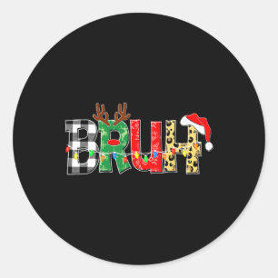 Bruh Rudolph Reindeer Christmas Pajamas Holiday Xm Runder Aufkleber