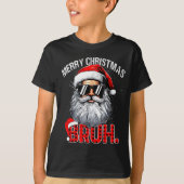 Bruh Santa Hat Funny Christmas Red Plaid Men Boys T-Shirt (Vorderseite)
