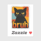 Bruh Schwarze Katze Lustiges Retro Vintage Meme Aufkleber (Blatt)
