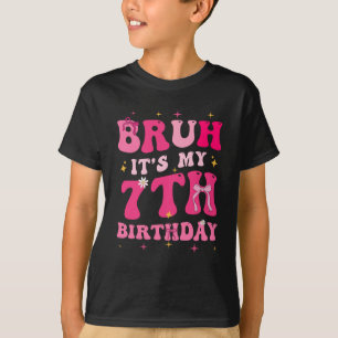 Bruh sein 7. Geburtstag Pink 7 Jahre alt Coquette T-Shirt
