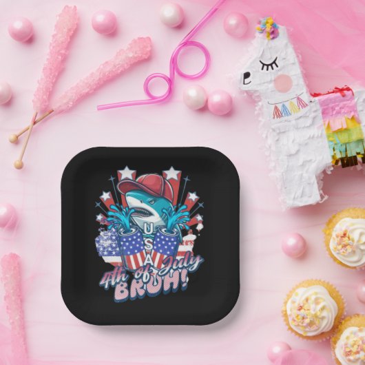 Bruh Shark 4. Juli Pappteller (Party)