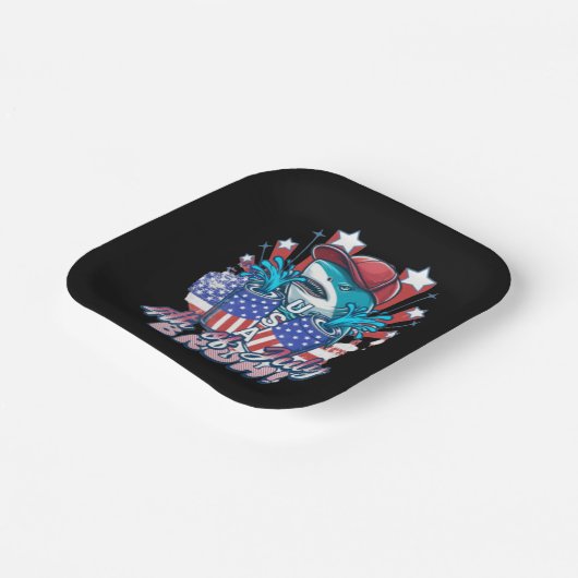 Bruh Shark 4. Juli Pappteller (Gewinkelt)