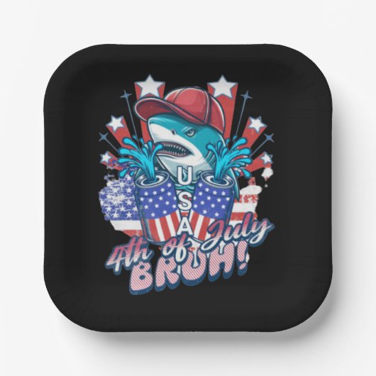 Bruh Shark 4. Juli Pappteller (Vorderseite)