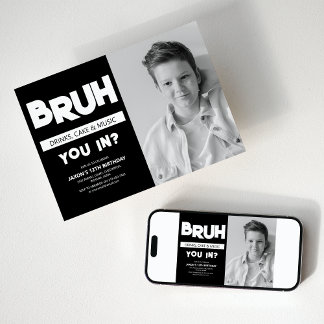 BRUH | Sie sind da? Foto Birthday Einladung