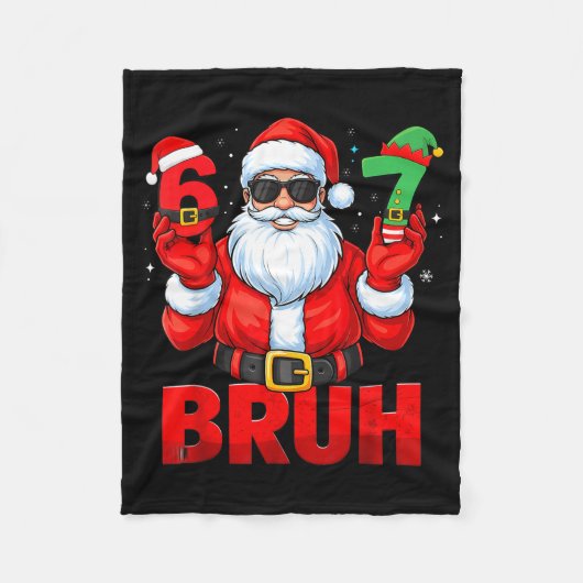 Bruh Six Seven 67 Meme 6 7 Elf Santa Christmas Paj Fleecedecke (Vorderseite)
