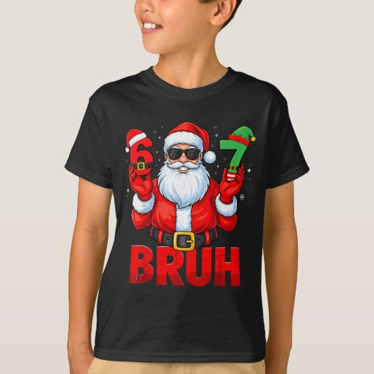 Bruh Six Seven 67 Meme 6 7 Elf Santa Christmas Paj T-Shirt (Vorderseite)