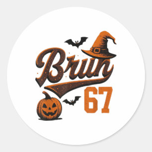Bruh Six Seven Halloween 6-7 Lustiger Geist Slang Runder Aufkleber