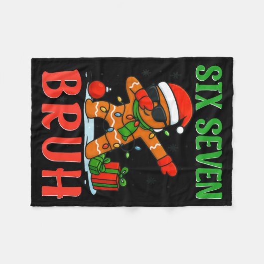 Bruh Six Seven Saying Dabbing Gingerbread Funny Ch Fleecedecke (Vorderseite (Horizontal))