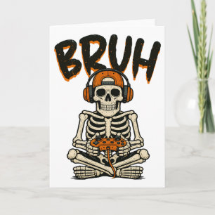 Bruh Skeleton Gamer Funny Halloween Video Gaming B Karte