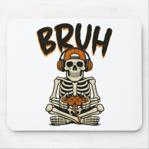 Bruh Skeleton Gamer Funny Halloween Video Gaming B Mousepad