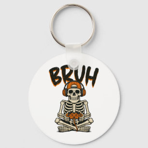 Bruh Skeleton Gamer Funny Halloween Video Gaming B Schlüsselanhänger