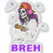 Bruh Skeleton Gamer Halloween Gaming Boys Kids Aufkleber (Vorderseite)