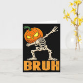 Bruh Skeleton Halloween Dabbing Boys Pumpkin Jack Karte (Gelbe Blume)