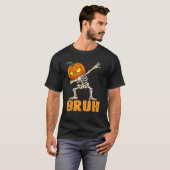 Bruh Skeleton Halloween Dabbing Boys Pumpkin Jack T-Shirt (Vorne ganz)