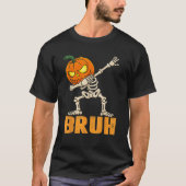 Bruh Skeleton Halloween Dabbing Boys Pumpkin Jack T-Shirt (Vorderseite)