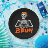 Bruh Skeleton Hand Heart Halloween Kostüme Männer  Pappteller (Party)