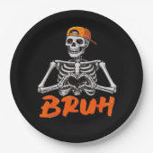 Bruh Skeleton Hand Heart Halloween Kostüme Männer  Pappteller (Vorderseite)