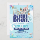 BRUH-tastic Pool Party für den Coolsten Typ Einladung (Vorderseite)