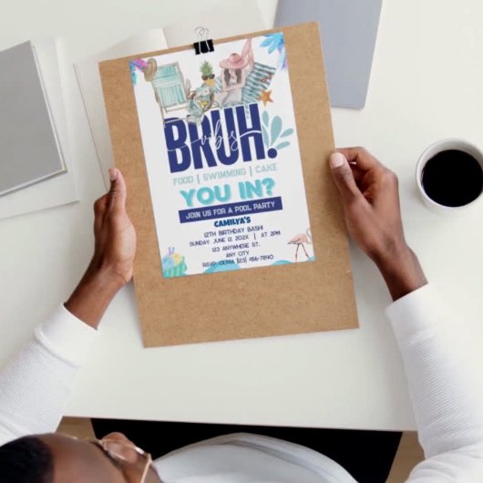 BRUH-tastic Pool Party für den Coolsten Typ Einladung