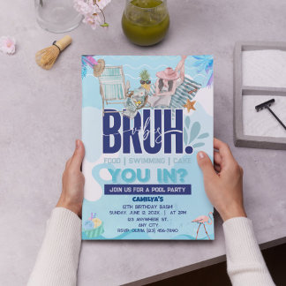 BRUH-tastic Pool Party für den Coolsten Typ Einladung