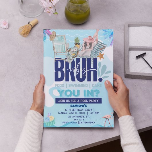 BRUH-tastic Pool Party für den Coolsten Typ Einladung