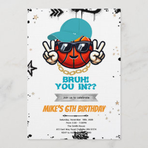 Bruh-Teen-Basketball-Party-Einladung Einladung