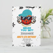 Bruh Teen basketball Party Invitation Einladung (Stehend Vorderseite)