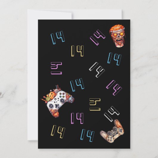 BRUH Teen Halloween Videospiel Sleepover Geburtsta Einladung (Rückseite)