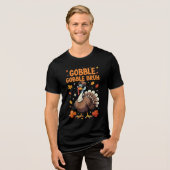 Bruh Thanksgiving Turkey Gobble Kids Teens Tri-Blend Shirt (Vorderseite voll)