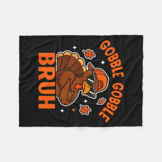 Bruh Thanksgiving Turkey Gobble Shirt Kids Teens B Fleecedecke (Vorderseite (Horizontal))